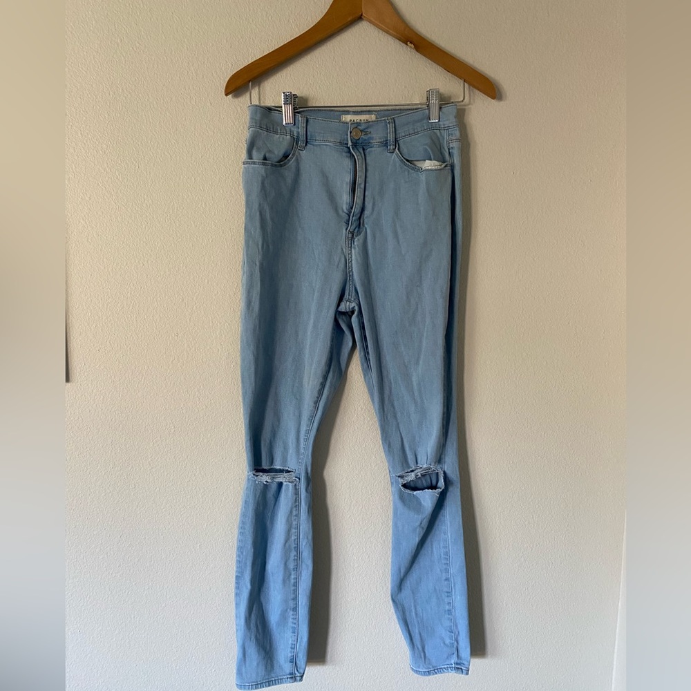Pacsun knee rip skinny light blue jeans